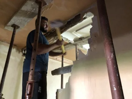 Ouverture de mur porteur, chantier 9, BTP Concept